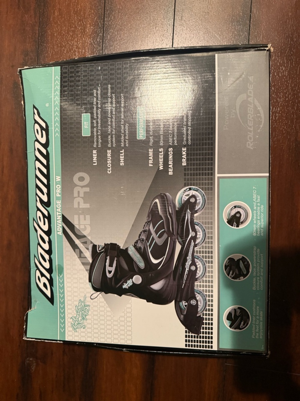 Tecnica Inline Skate Box with Teal and Black Graphics